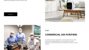 Airgle commercial air purifiers poster showing healthcare facility application — WooCommerce development by MarkupMarvel