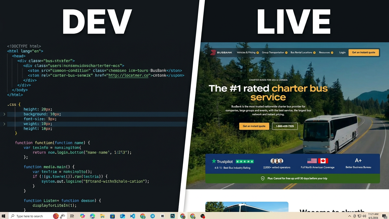 BusBank case study video — 500+ programmatic WordPress pages delivered in 35 days by MarkupMarvel