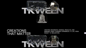 TKWeen Creations hero section featuring 3D design elements and cinematic layout — custom WordPress development by MarkupMarvel