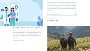 Expert travel health inoculation advice and clinic locations page — WordPress healthcare website development by MarkupMarvel