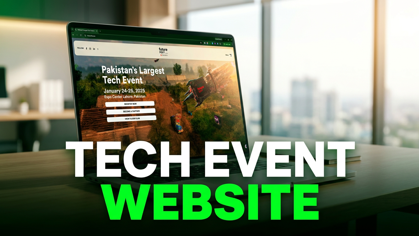 FutureFest.pk case study video — custom WordPress event website development with GSAP animations for Pakistan's largest tech summit by MarkupMarvel