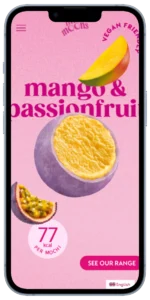Little Moons mango and passionfruit mochi mobile product page — WordPress brand website built by MarkupMarvel