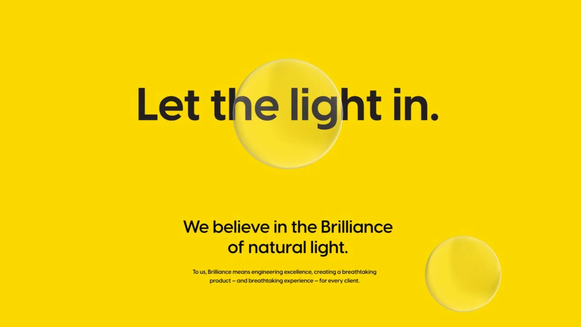 Brilliant Glass "Let the Light In" natural light brilliance poster — custom Figma to WordPress development by MarkupMarvel