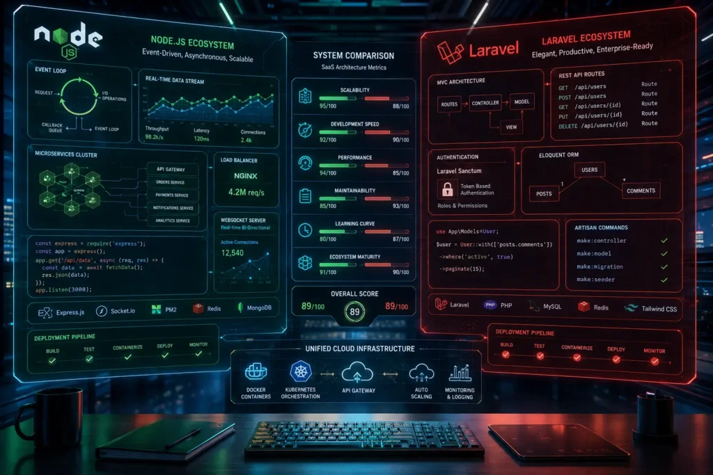 Node.js vs Laravel SaaS backend architecture comparison